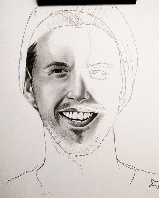 Desenho do cantor Ivo Mozart (_ivomozart ), em andamento ✍__#ivomozart