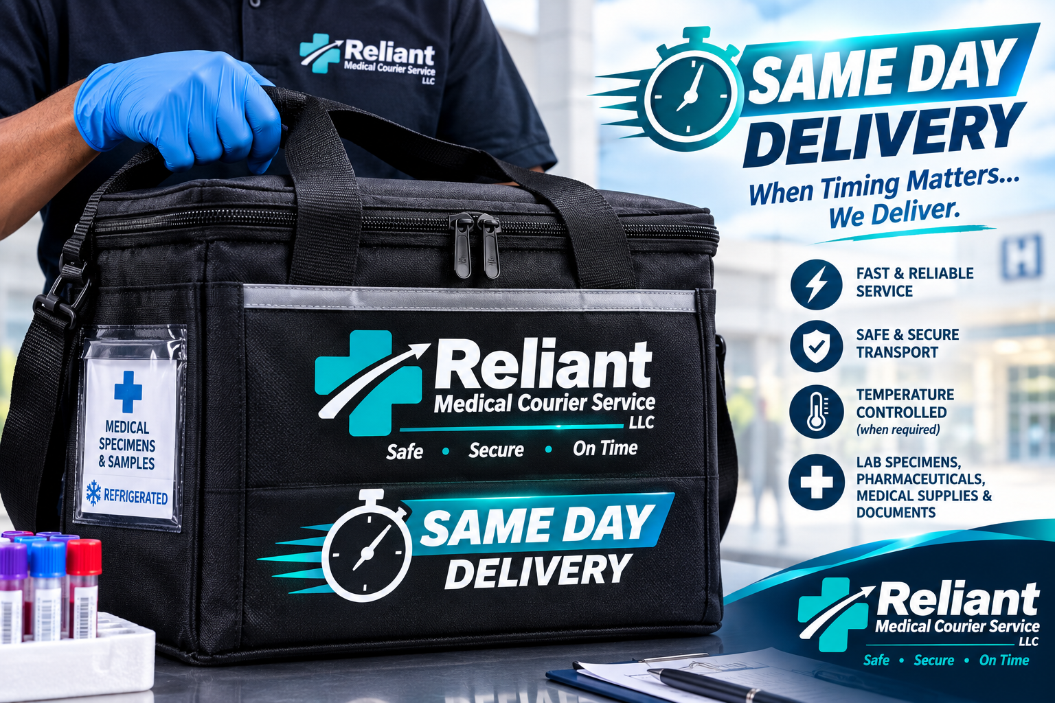 Reliant Medical Courier Same Day Delivery medical transport bag