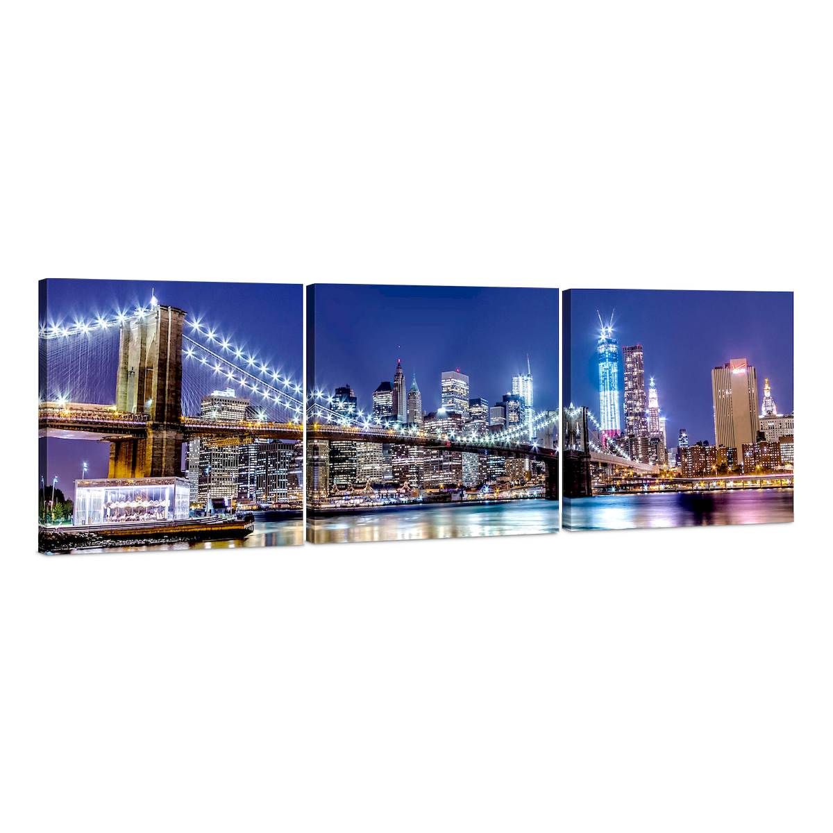 Canvas Wall Art Decor - 24x24 3 Piece Set, 24x72 Total - New York City