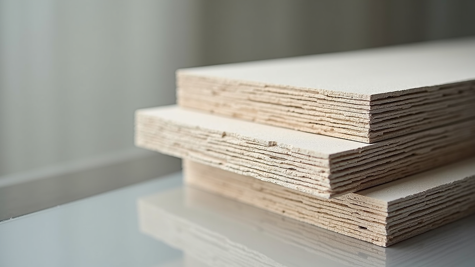 Close-up view of fiber cement siding panels stacked for installation