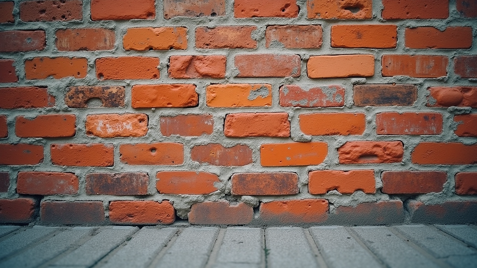 Eye-level view of brick wall with varied textures and colors