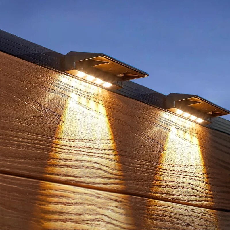 Thumbnail: 2 Pack Solar Wall Lights 4 LED Solar Fence Lights Outdoor Waterproof Solar Deck 