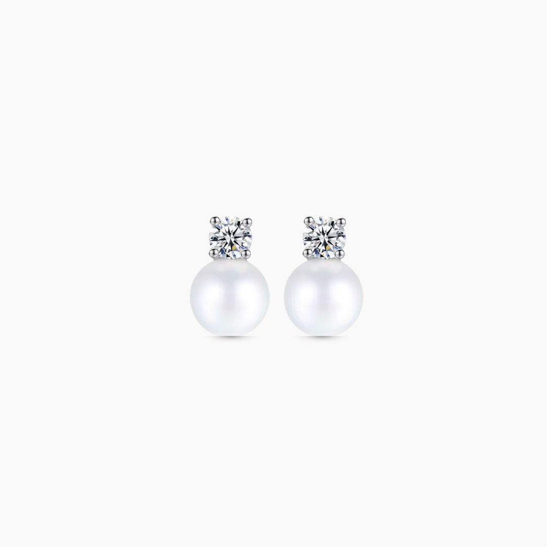 Dangled Pearl and Diamond Studs