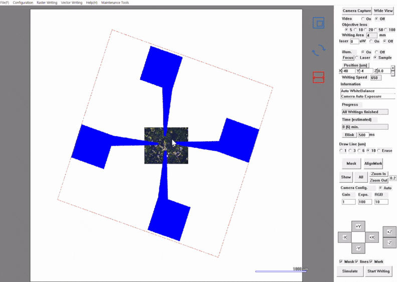 laser direct writer mask pattern image with zoom