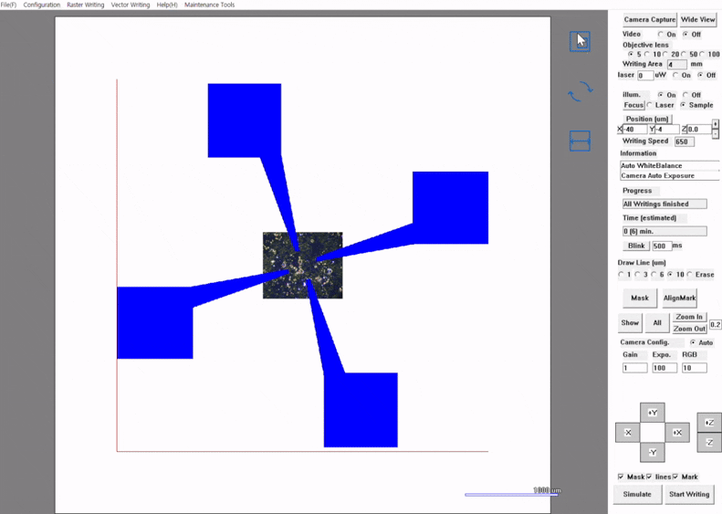 laser direct writer mask pattern image zoom in