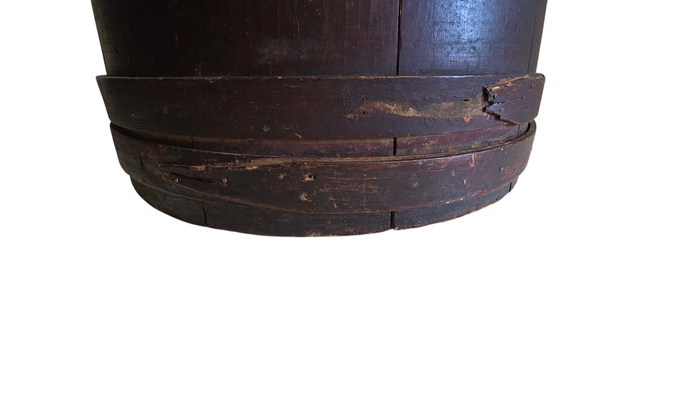 Thumbnail: Early OXBLOOD RED Wooden Stave FIRKIN Bottom Stack