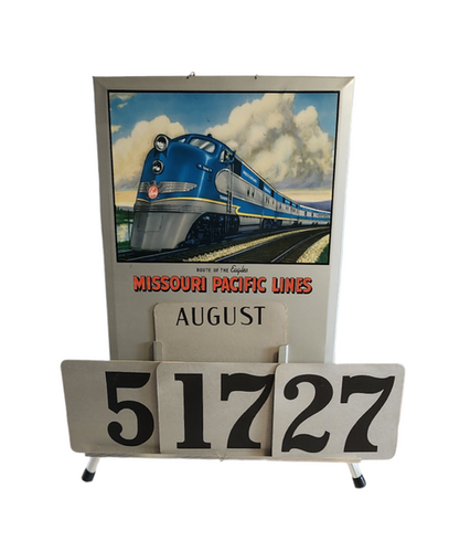 Complete MISSOURI PACIFIC LINES Perpetual Calendar Sign Tin over