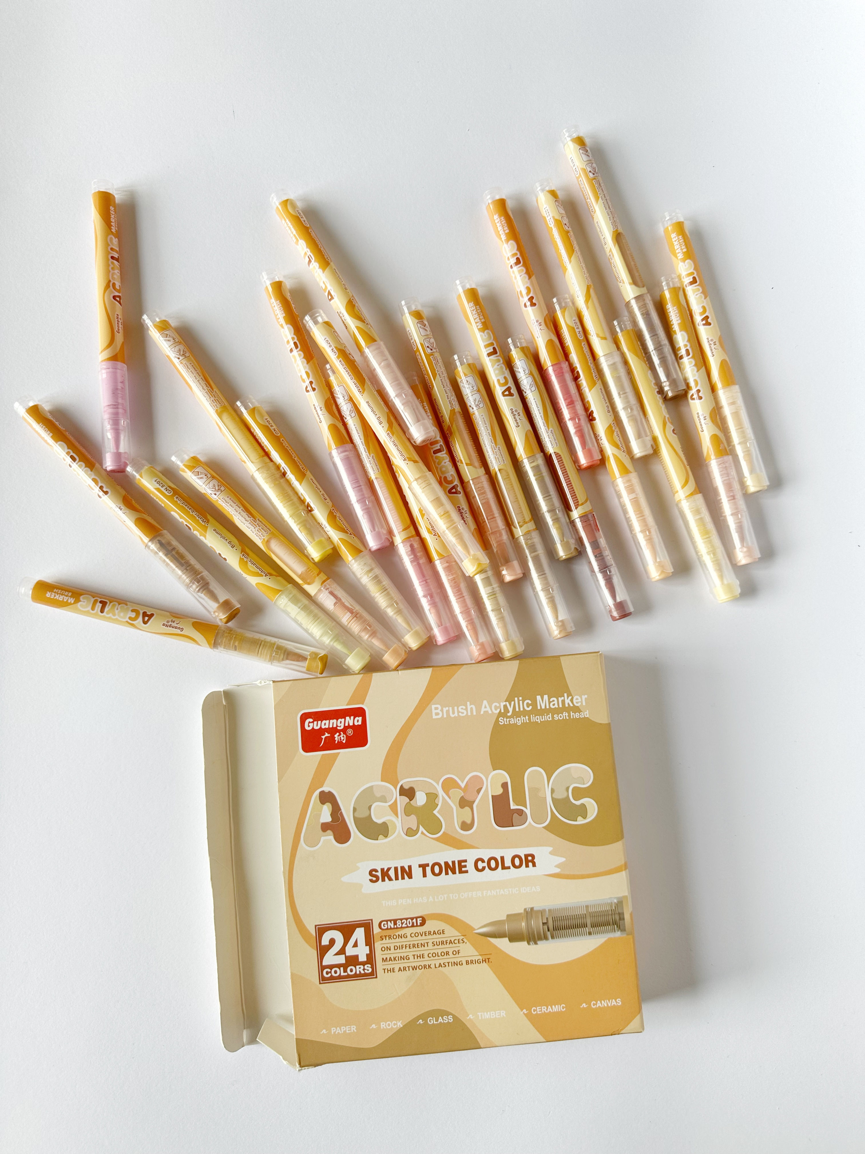 24 טושים אקריליים גווני עור של גואנגנה