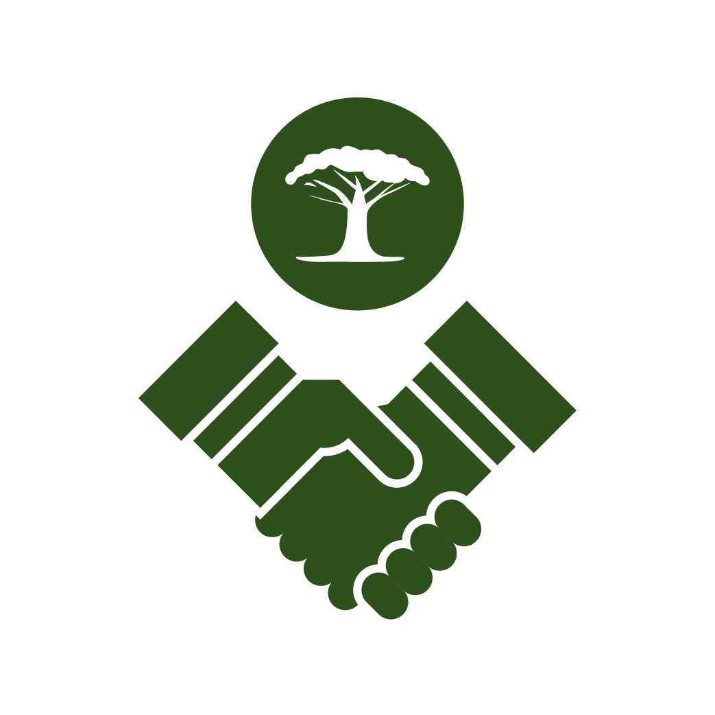 Collaboration Icon with Handshake and Tree