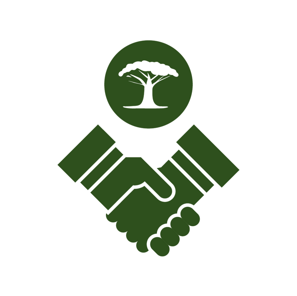 Collaboration Icon with Handshake and Tree