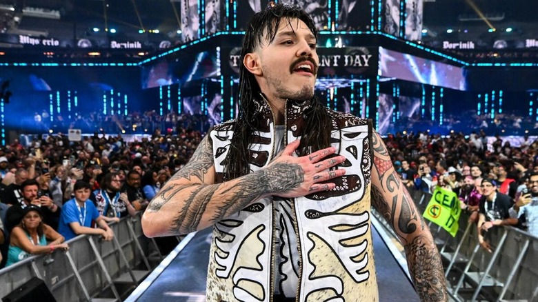 Close-up view of Dominick Mysterio walking to the ring