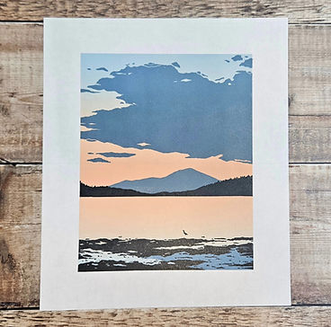 Linocut prints, greetings cards and totes by Flotsam Prints.