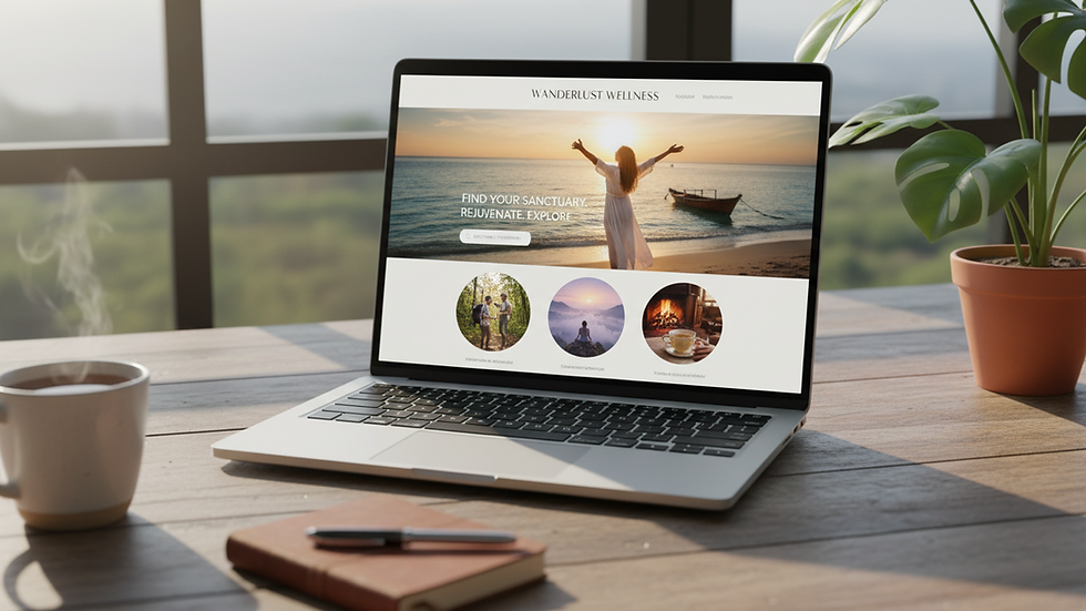 Eye-level view of a laptop screen showing a travel planning website