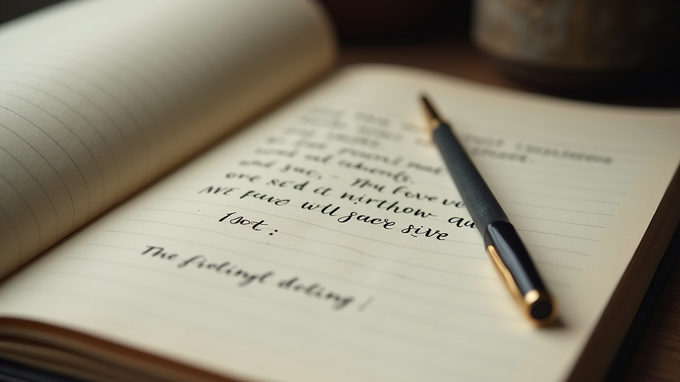 Close-up view of a journal with handwritten manifestation intentions