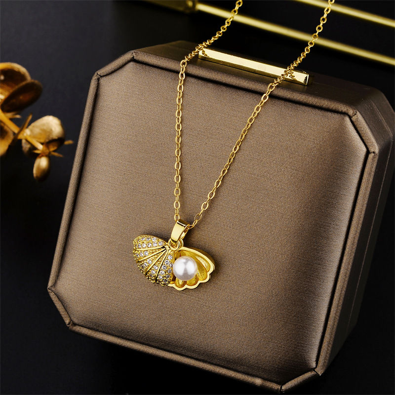 Thumbnail: New In Light Luxury Zircon Crystal Stainless Steel Necklaces For Women Korean Fa