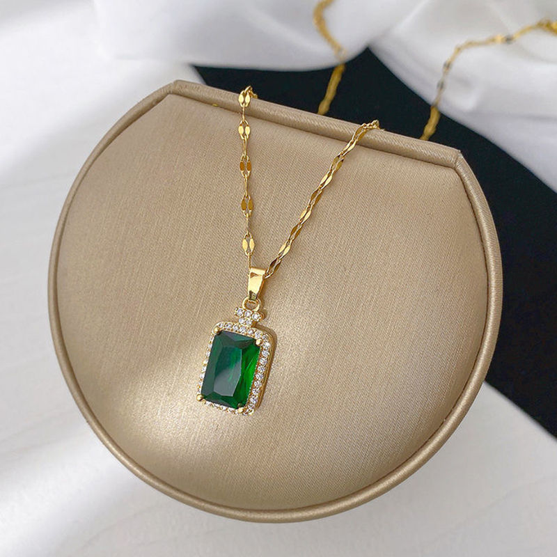 Thumbnail: New In Light Luxury Zircon Crystal Stainless Steel Necklaces For Women Korean Fa