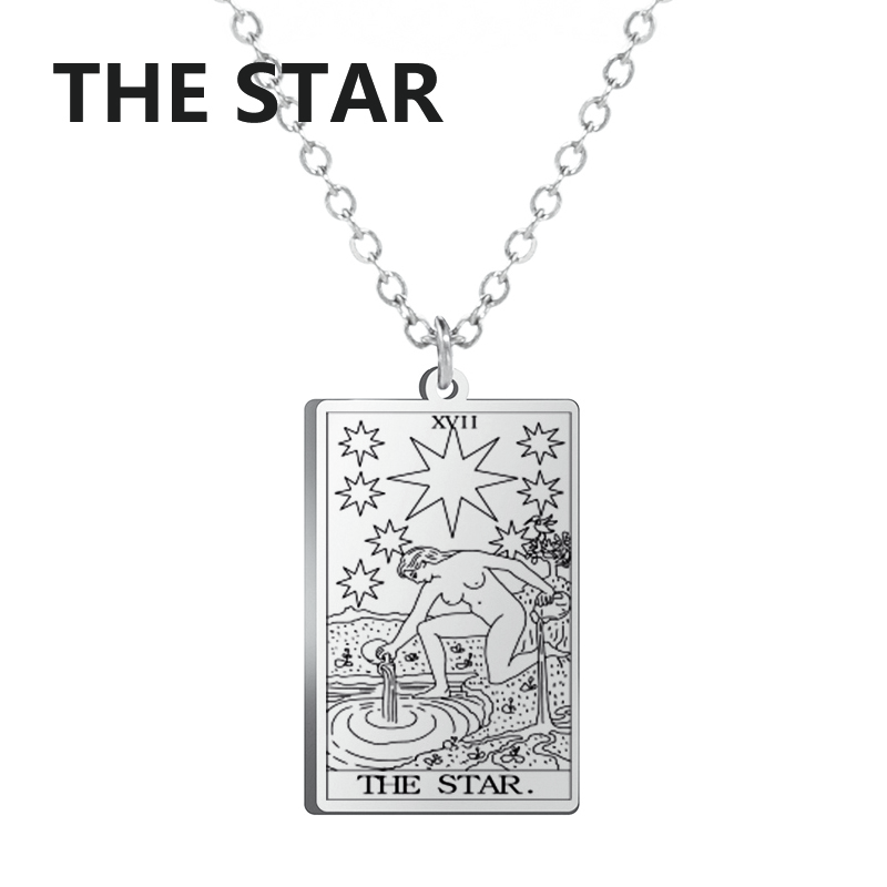 Thumbnail: Dawapara Tarot Cards Necklace Women Stainless Steel Necklace Wealth Amulet Class