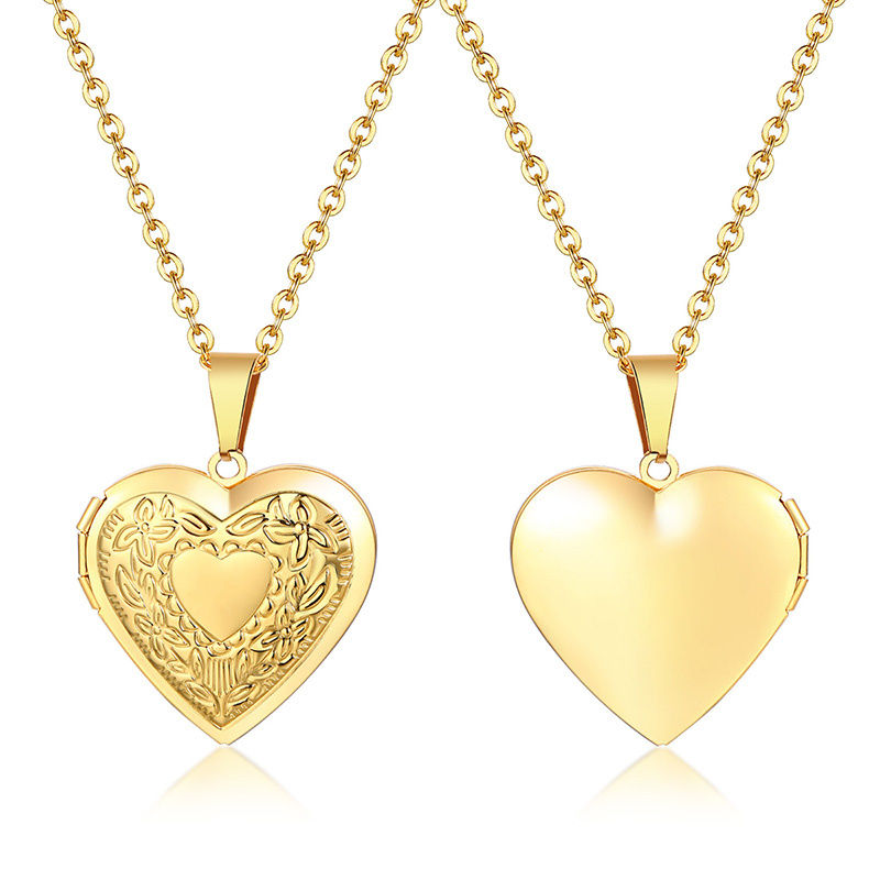 Thumbnail: Delicate Floral Oval Heart Locket Pendant Necklaces for Women,Stainless Steel Ph