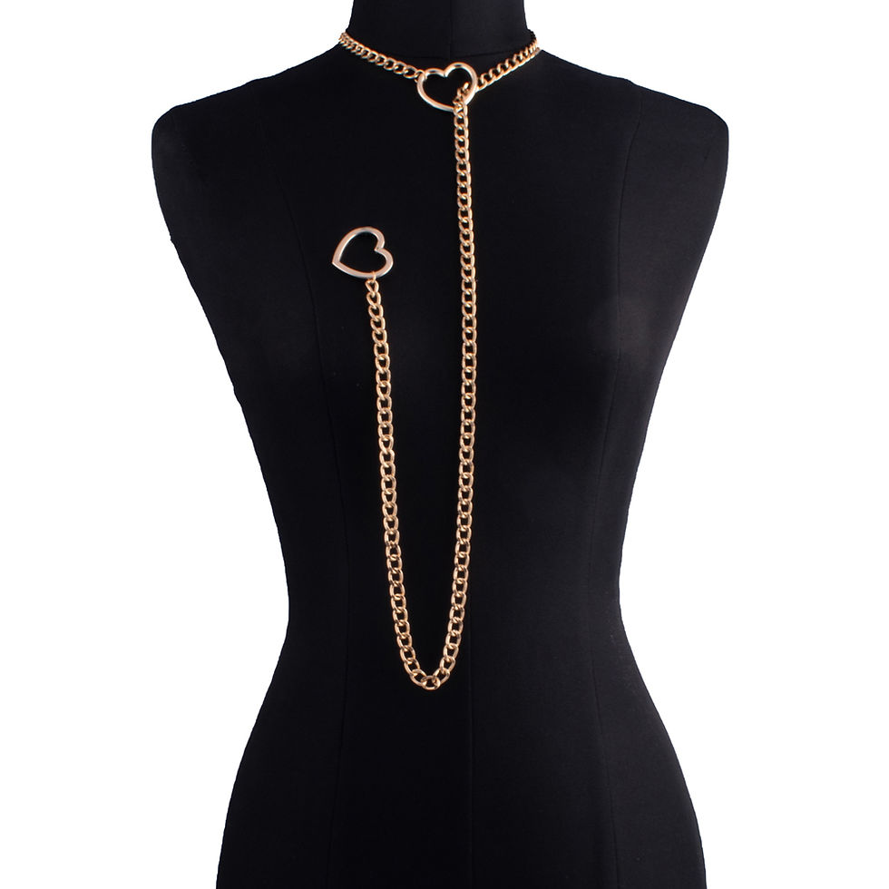 Thumbnail: Heart Slip Chain Necklace For Women Punk Rock Love Chain Choker Necklace Couples
