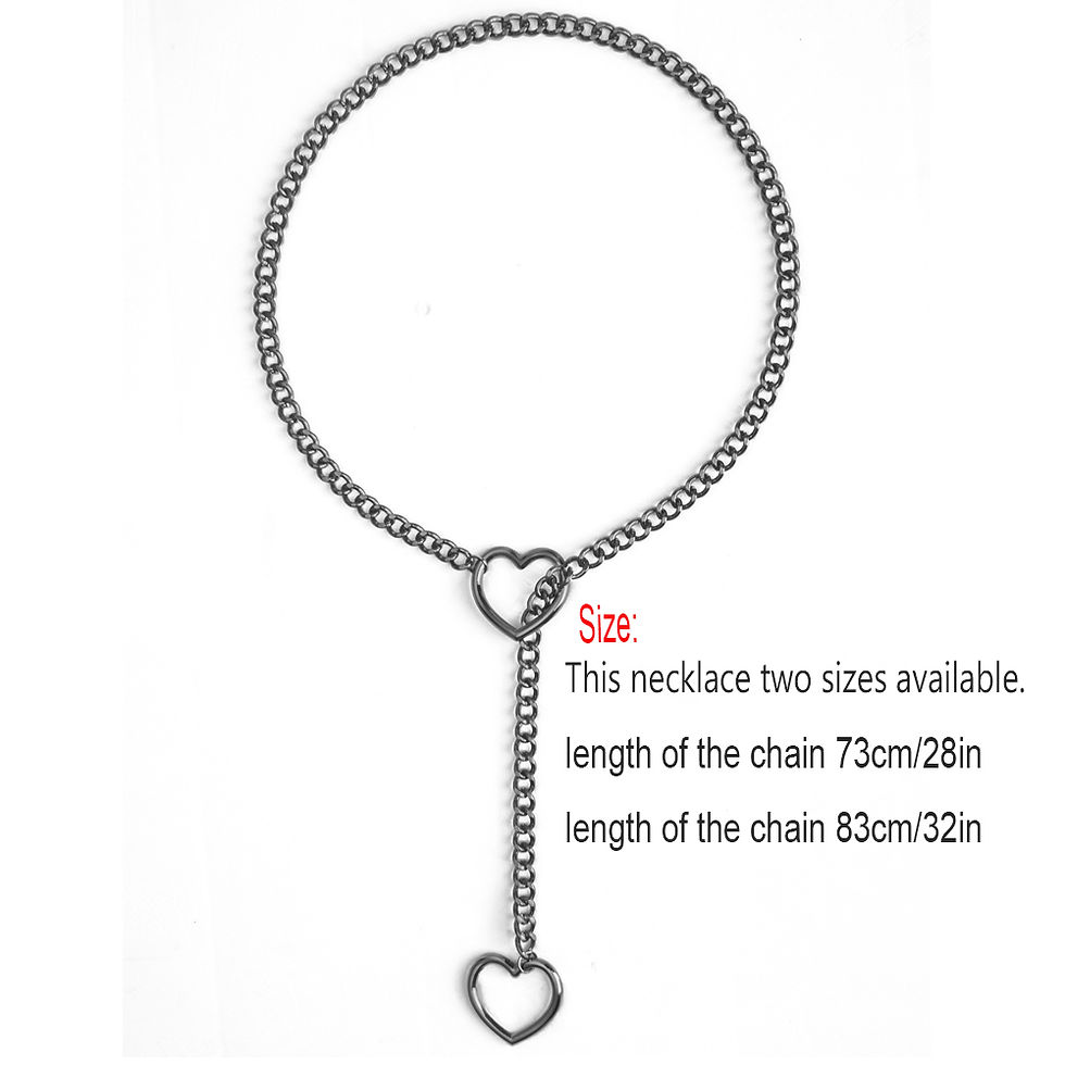 Thumbnail: Heart Slip Chain Necklace For Women Punk Rock Love Chain Choker Necklace Couples