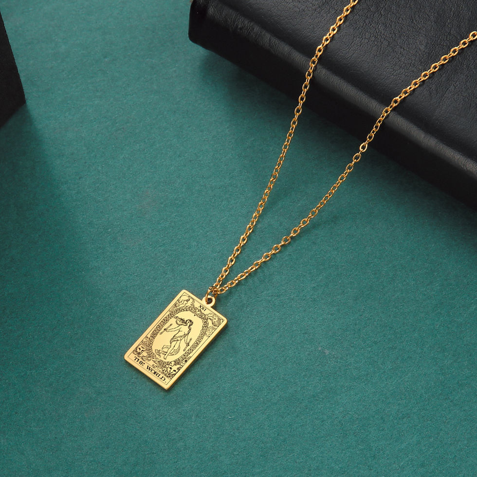 Thumbnail: Dawapara Tarot Cards Necklace Women Stainless Steel Necklace Wealth Amulet Class