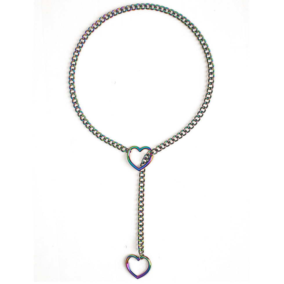 Thumbnail: Heart Slip Chain Necklace For Women Punk Rock Love Chain Choker Necklace Couples