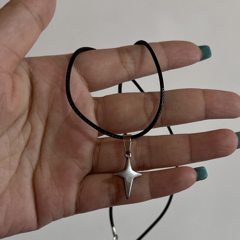 Thumbnail: New Korean Fashion Hollow Titanium Steel Star Pentagram Pendant Necklace for Wom