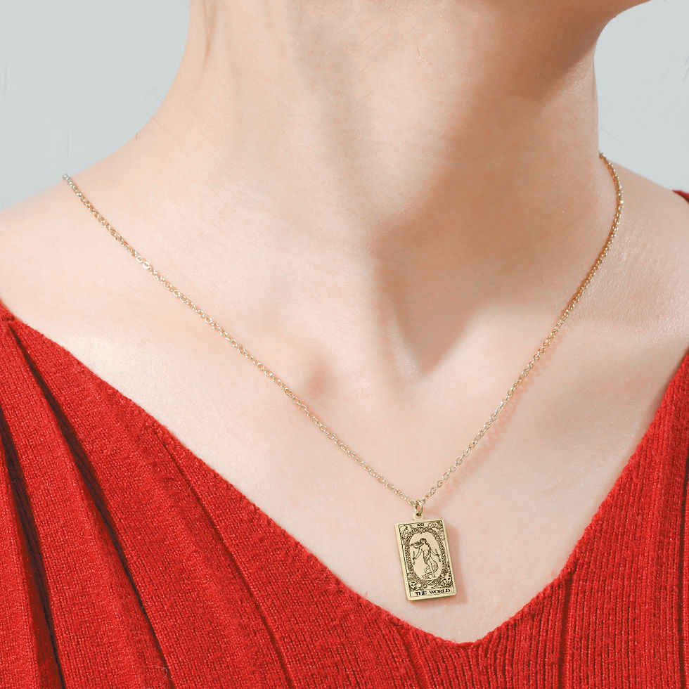 Thumbnail: Dawapara Tarot Cards Necklace Women Stainless Steel Necklace Wealth Amulet Class