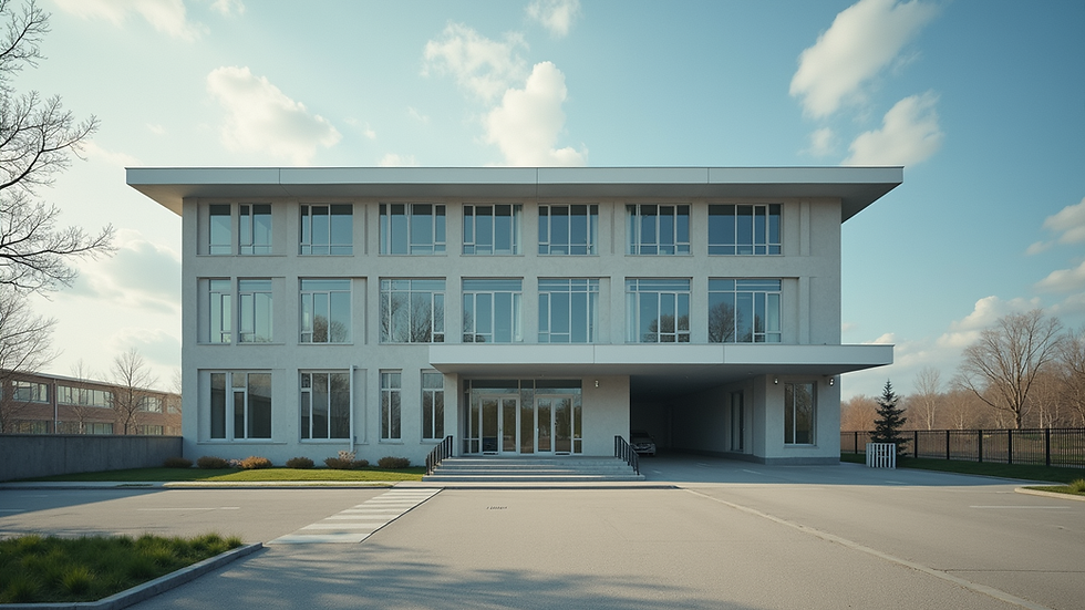 Eye-level view of a driving school building in Suba