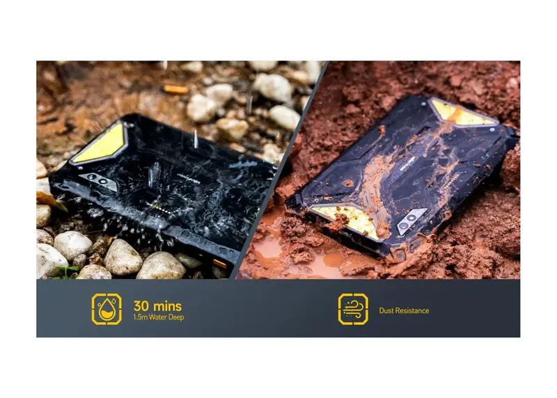 High angle view of Ulefone Armor Pad 3 Pró on a construction site