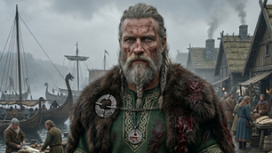 Livros Vikings | Uma representação contemporânea de como seria o lendário Eiríkr blóðøx. — Crédito da Imagem: Nano Banana