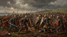 Livros Vikings | Uma representação de combate na Era Viking. — Crédito da Imagem: Nano Banana