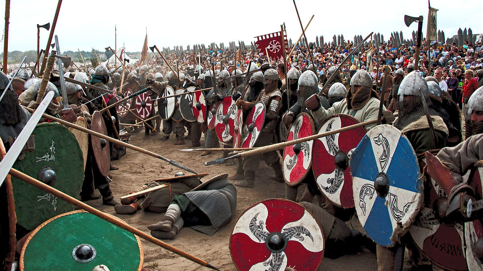 Livros VIkings | No Festival de Wolin, uma recriação de batalha entre Eslavos e Vikings. — Crédito da Imagem: Jakub T. Jankiewicz