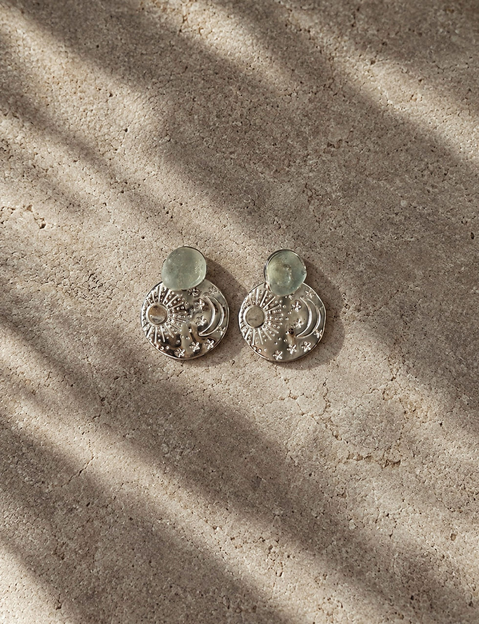 Thumbnail: AW26 Seaglass Silver Stud Earrings with Charms