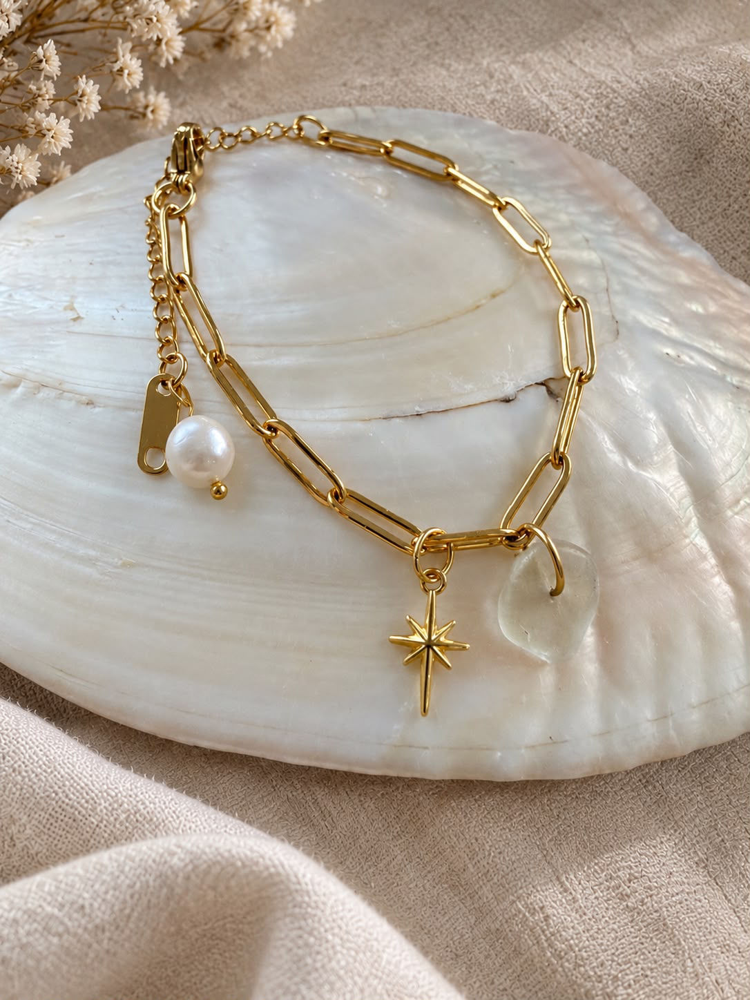 AW26 Seaglass Gold Bracelet with charm