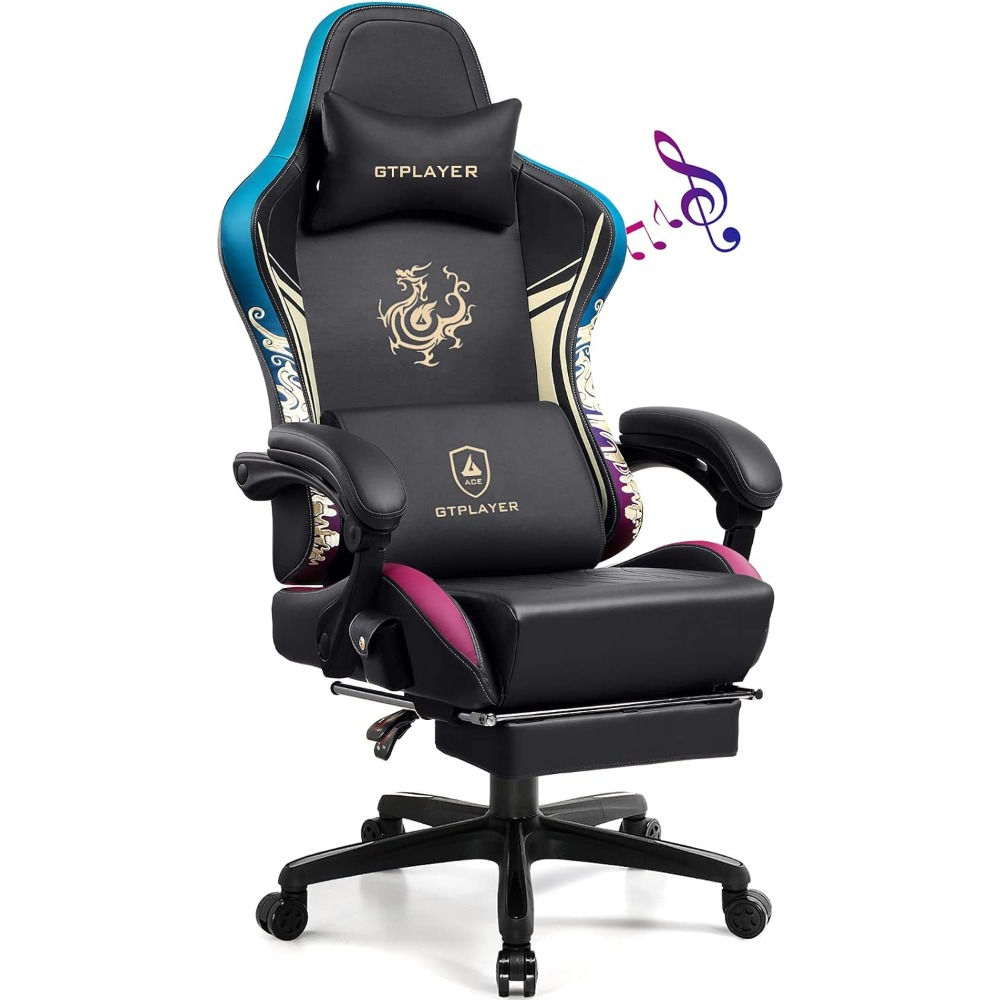 GTPLAYER Premium Ergonomic Gaming Chair with Bluetooth Speakers Footrest 