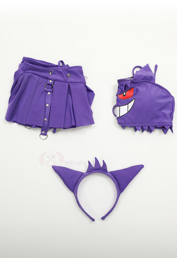 Gengar 2 Piece Top and Skirt Cosplay Halloween Costume For Women