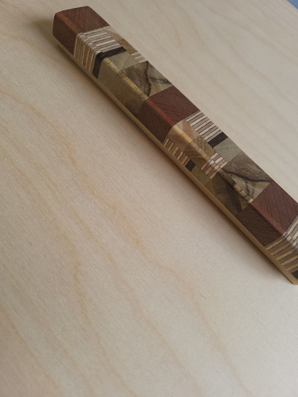 Thumbnail: Wood Mosaic Art Deco Mezuzah Case