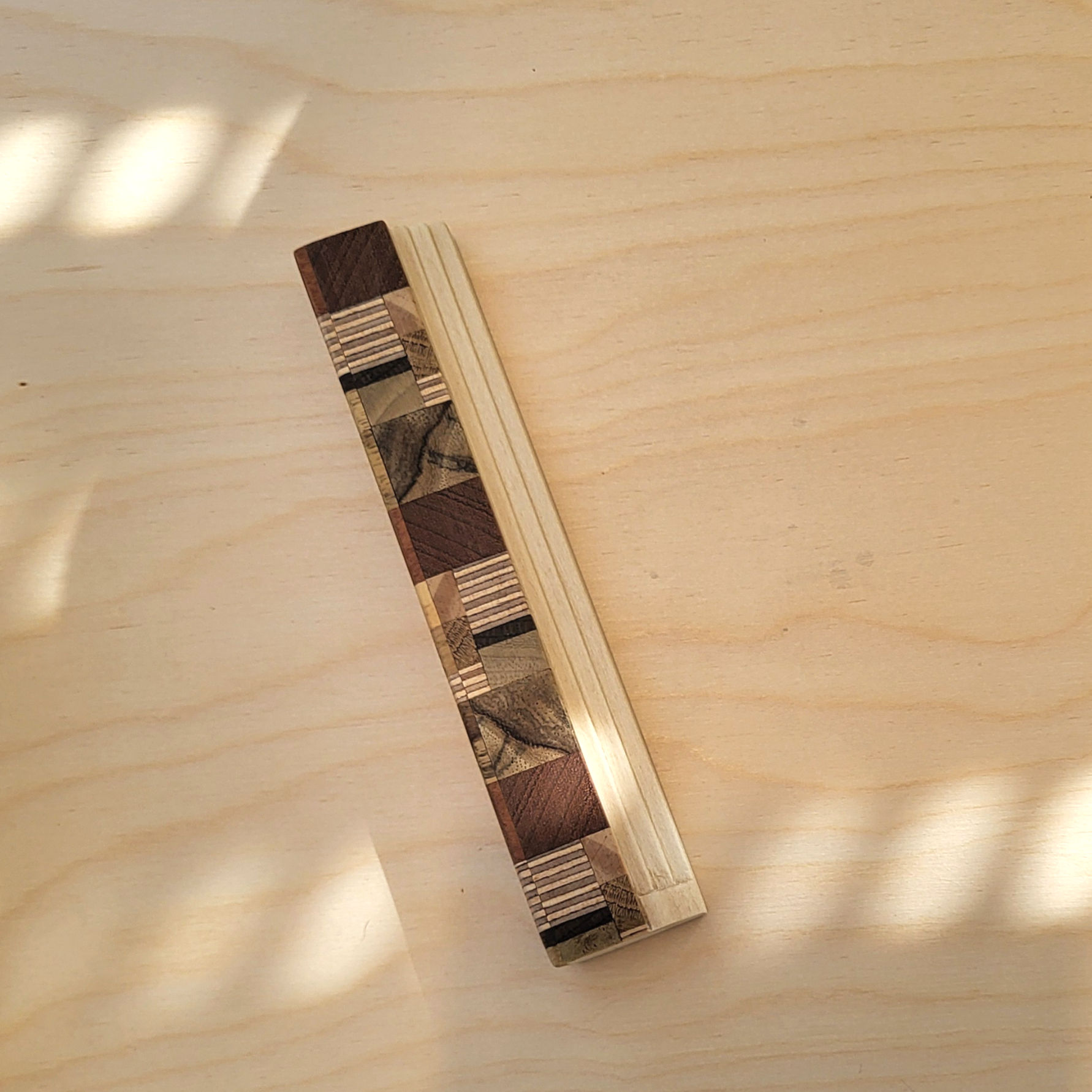 Wood Mosaic Art Deco Mezuzah Case