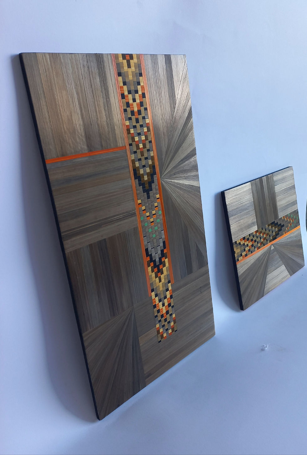 Thumbnail: Elegant Straw Marquetry Diptych