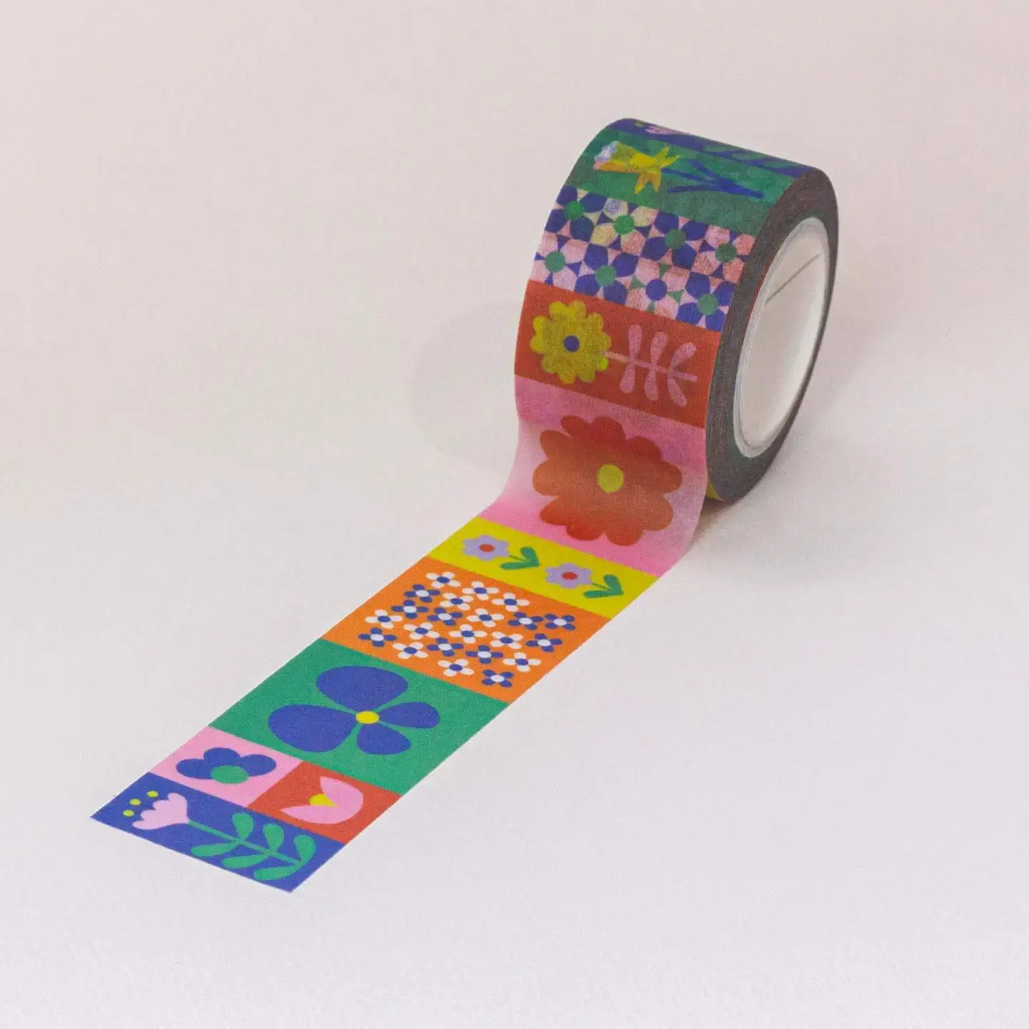 Flowerblock 25mm • Colorblock Flowers Wide Washi Tape