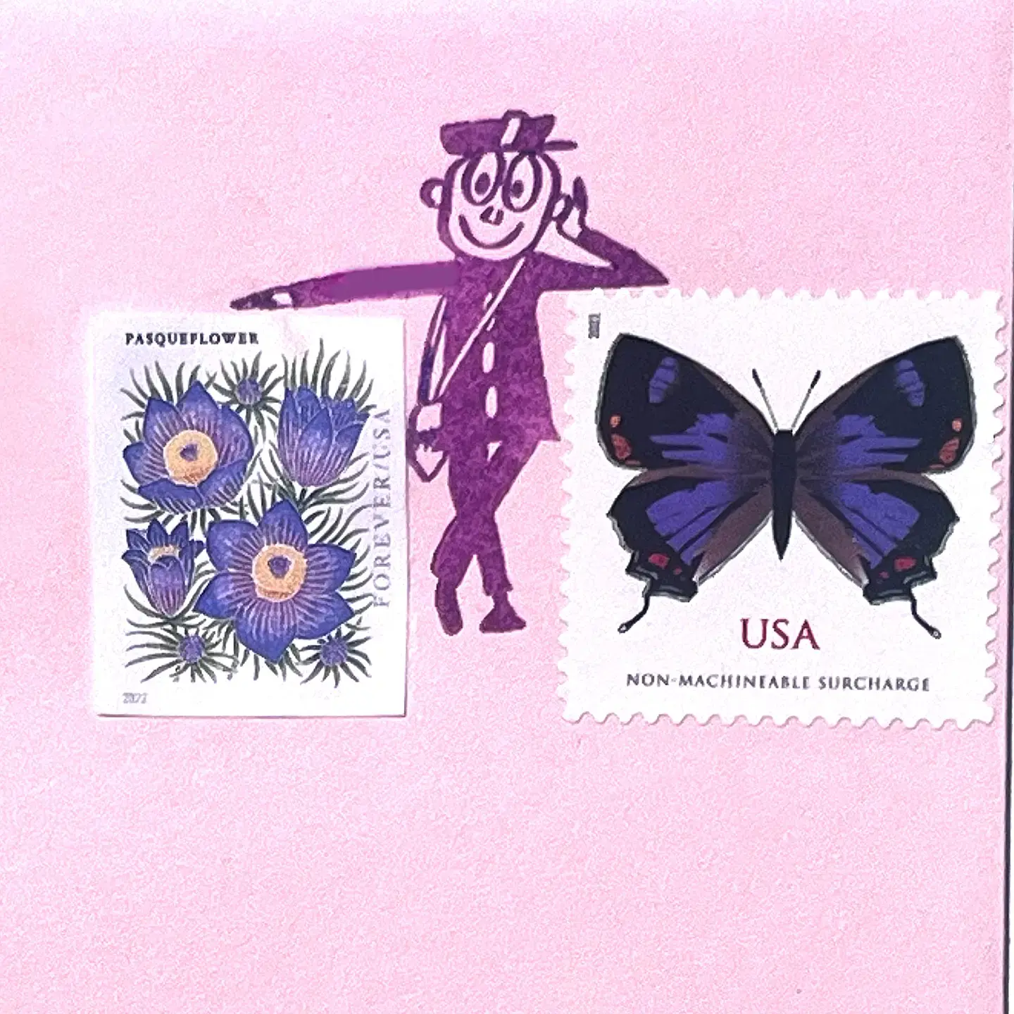 Mr Zip Leaning Rubber Stamp