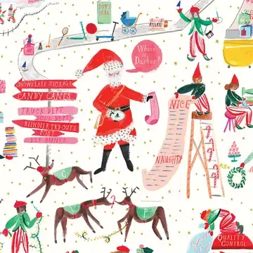 North Pole Headquarters Holiday Gift Wrap - Roll of 3 Sheets