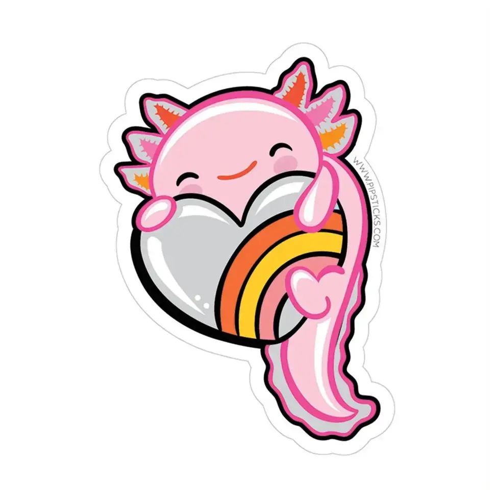 Axolotl Love Heart Vinyl Pipsticks