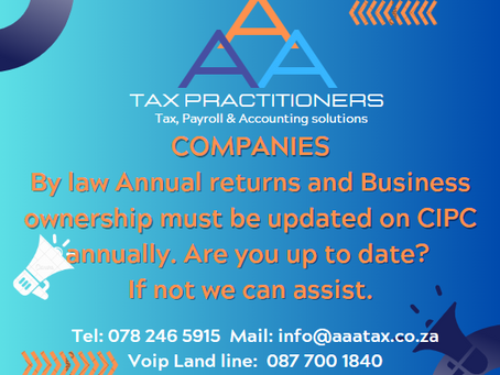 Company requirements on CIPC