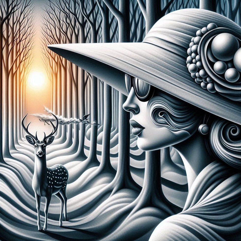 Surrealismus - Dame mit Reh im Wald - 2025 -Klaus Zirngib