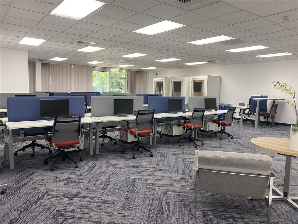 Coworking area with desks at LifeSpace Labs