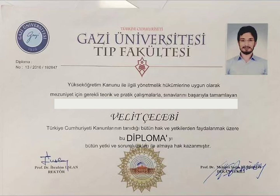 Gazi Üniversitesi Tıp Fakültesi diploması