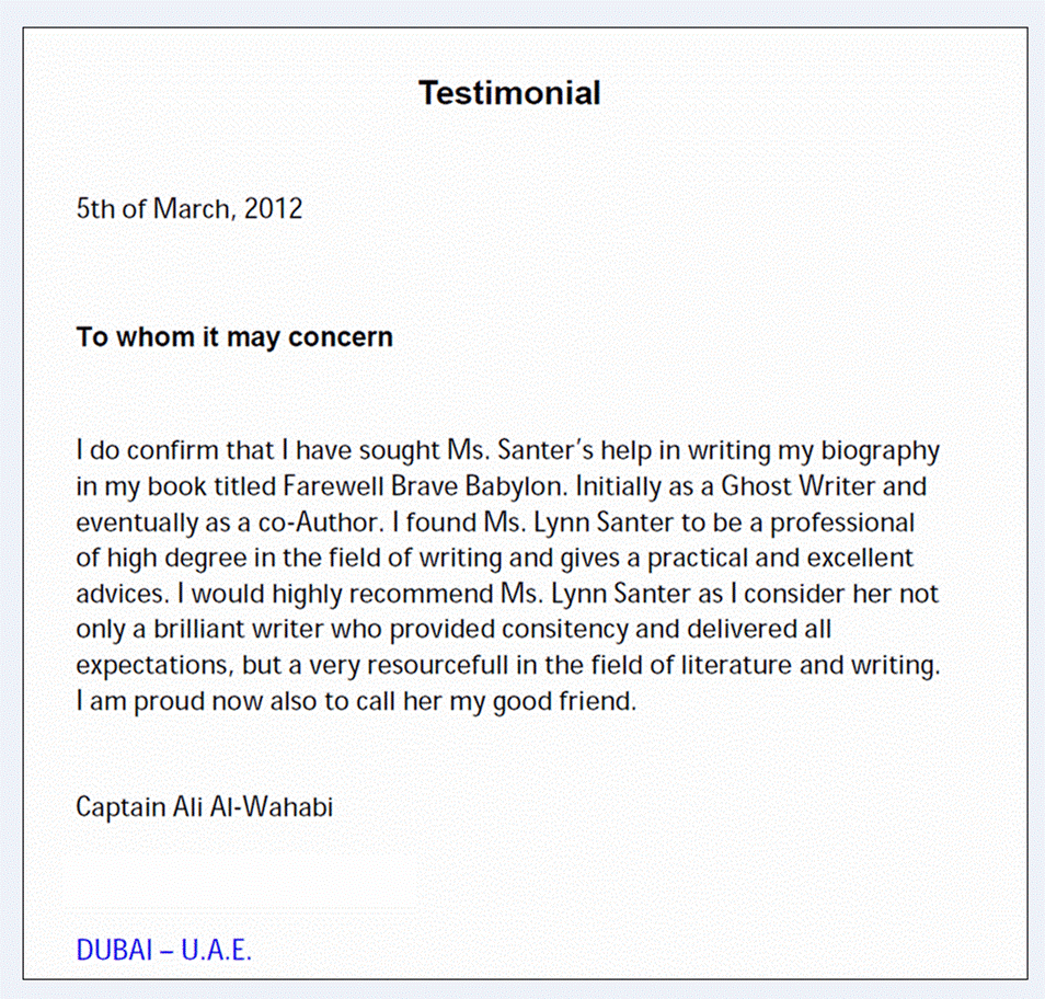 Testimonial