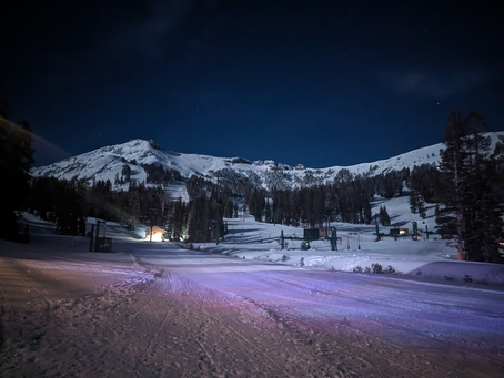 A nighttime view of Kirkwood Ski Resort